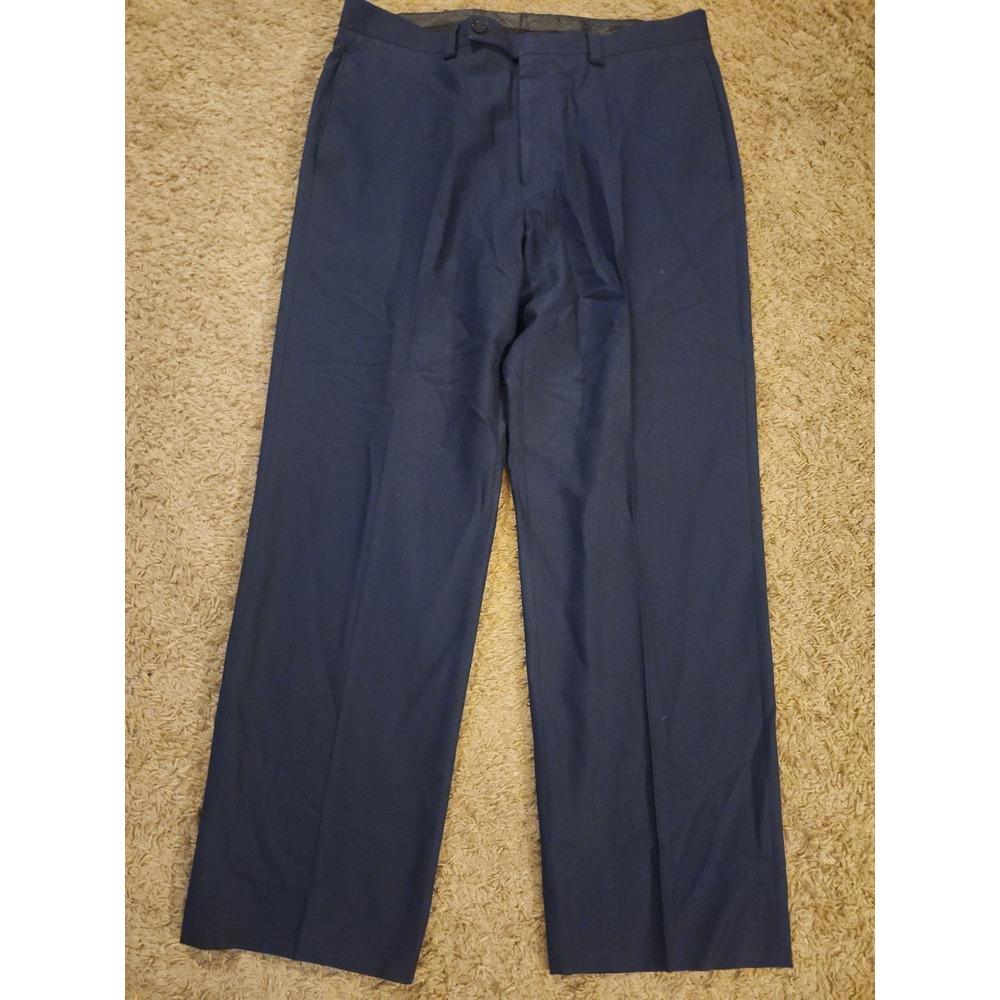 Calvin Klein Men's Navy Blue Flat Front Dress Pants Trousers Slacks Sz 34x29